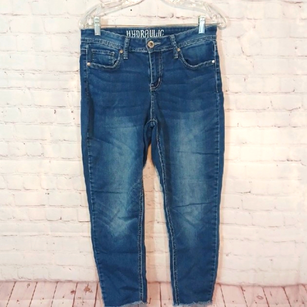 Hydraulic Vintage Mid Rise Curvy  Embroidery  Women's Blue Jeans 8